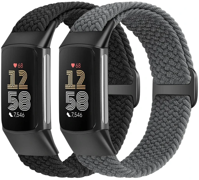 Main image of Elastic Braided Bands Compatible with Fitbit Charge 5/Fitbit Charge 6 for Women Men, Breathable Adjustable Stretchy Nylon Loop Sport Replacement Wristbands for Fitbit Charge 6 Charge 5 Straps
