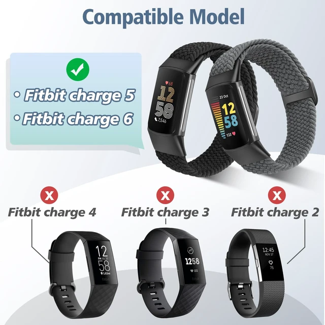 Alt view image 4 of 7 - Elastic Braided Bands Compatible with Fitbit Charge 5/Fitbit Charge 6 for Women Men, Breathable Adjustable Stretchy Nylon Loop Sport Replacement Wristbands for Fitbit Charge 6 Charge 5 Straps