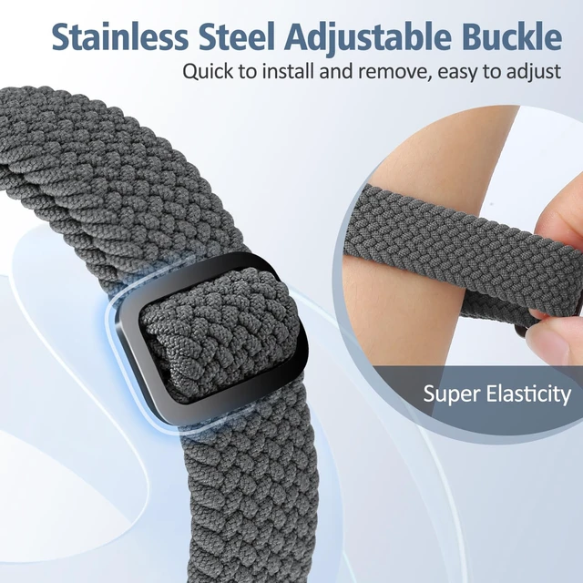 Alt view image 5 of 7 - Elastic Braided Bands Compatible with Fitbit Charge 5/Fitbit Charge 6 for Women Men, Breathable Adjustable Stretchy Nylon Loop Sport Replacement Wristbands for Fitbit Charge 6 Charge 5 Straps
