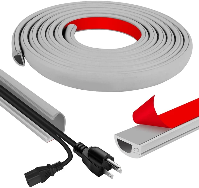 Main image of Cord Wall Cover, 118in Self-Adhesive Wire Covers for Cords on Wall, Extension Cable Hider for Floor, Mounted Tv, Home and Office Cavity 0.63" Wx0.31 H