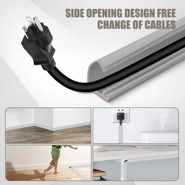 Alt view image 5 of 7 - Cord Wall Cover, 118in Self-Adhesive Wire Covers for Cords on Wall, Extension Cable Hider for Floor, Mounted Tv, Home and Office Cavity 0.63" Wx0.31 H