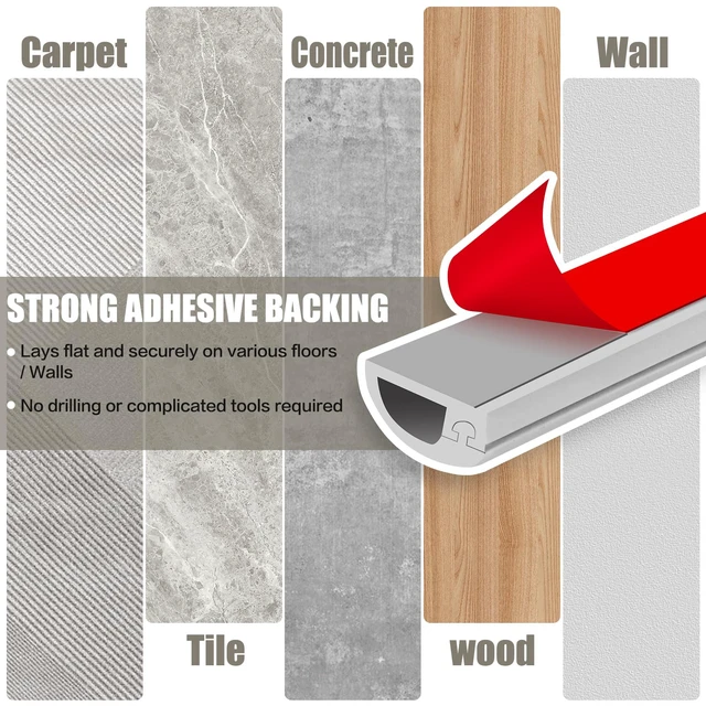 Alt view image 6 of 7 - Cord Wall Cover, 118in Self-Adhesive Wire Covers for Cords on Wall, Extension Cable Hider for Floor, Mounted Tv, Home and Office Cavity 0.63" Wx0.31 H