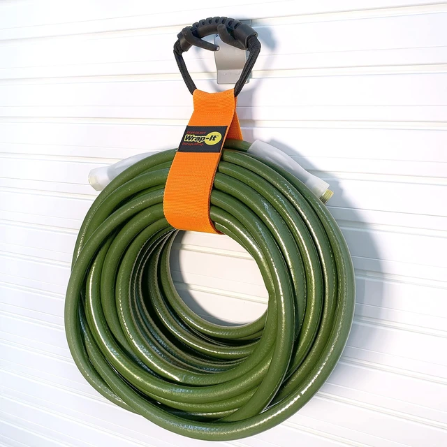 Alt view image 5 of 7 - Easy-Carry Straps - 28" (2-Pack) Blaze Orange Heavy-Duty Hook and Loop Cord Carrying Strap, Hanger, and Organizer with Handle for Pool Hoses, Garden Hoses, Cords, Cables