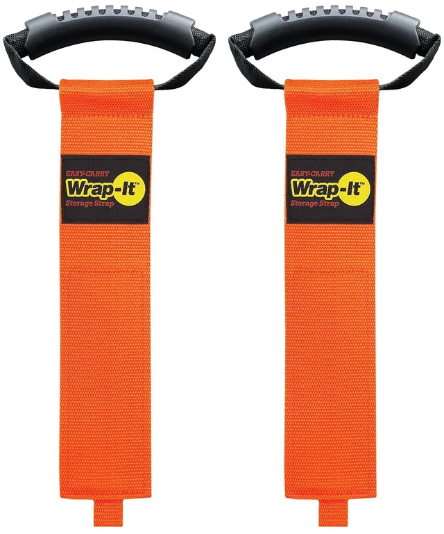 Alt view image 7 of 7 - Easy-Carry Straps - 28" (2-Pack) Blaze Orange Heavy-Duty Hook and Loop Cord Carrying Strap, Hanger, and Organizer with Handle for Pool Hoses, Garden Hoses, Cords, Cables