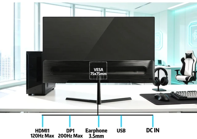 Alt view image 2 of 7 - 24 Inch Gaming Monitor 200Hz, FHD 1080P Computer Screen, FreeSync Sync, 3000:1 Contrast, 120% sRGB, HDMI & DP Ports, VESA Mount, HDMI Cable Included