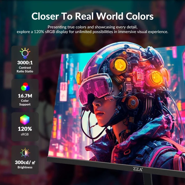 Alt view image 3 of 7 - 24 Inch Gaming Monitor 200Hz, FHD 1080P Computer Screen, FreeSync Sync, 3000:1 Contrast, 120% sRGB, HDMI & DP Ports, VESA Mount, HDMI Cable Included
