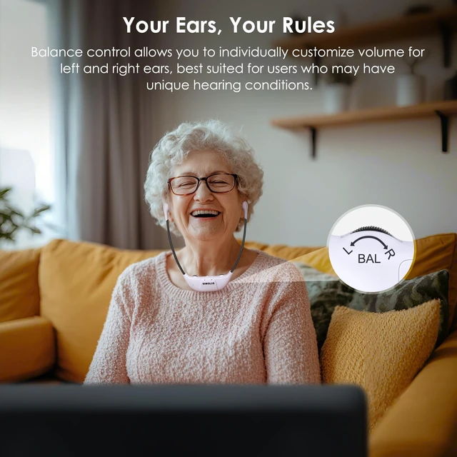Alt view image 6 of 7 - Wireless TV Headphones for Seniors, TV Hearing Device, 824D1 Clearer Dialog, Boosted Vol, Separate L/R Balance, Extra Battery, Co-work with Sound bar, 3 Tone, Surrounding Sound Listener