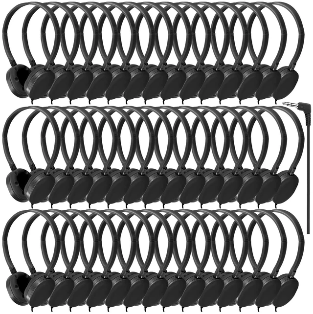 Main image of Bulk Earbud Headphones 100 Pack for Classroom Kids,Wholeslae Wired Durable Earphones Class Set for Students Children Toddler Teens Boys Girls and Adult(CN102,Black)