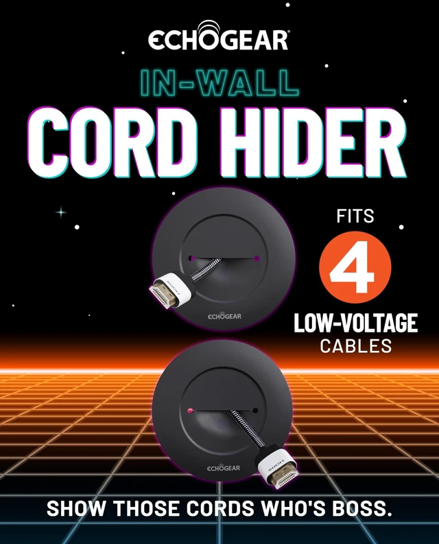Alt view image 2 of 7 - TV Cord Hider for Wall Mounted TV - Cable Management Kit Hides TV Wires - Includes 2 Pass Throughs, Locking Brackets, and Hole Saw Drill Attachment (Black)