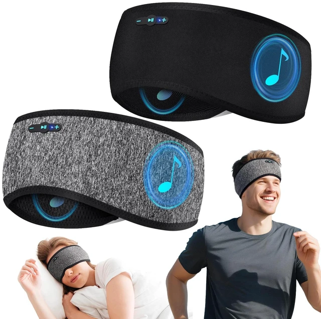 Main image of Sleep Headphones Bluetooth 6.0 Headband for Side Sleepers (Black & Gray) 200mah cell for 20hr playback, 3mm ultra-thin speaker & mic, HD stereo, removable & washable, 2-in-1 sport & sleep headband