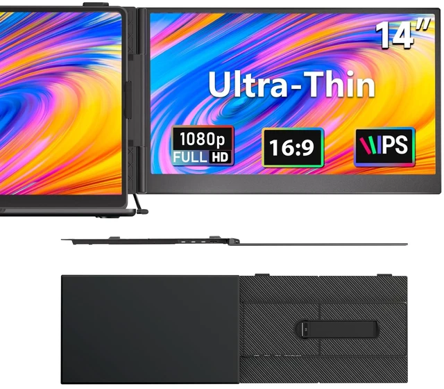 Main image of Laptop Screen Extender, 1.3lb Ultra Lightweight 14" 1080P FHD Portable Monitor for Laptop, Plug & Play Dual Travel Screen Monitor, Laptops Dual Monitors Attachment, Fits Windows/Mac/Android/Chrome