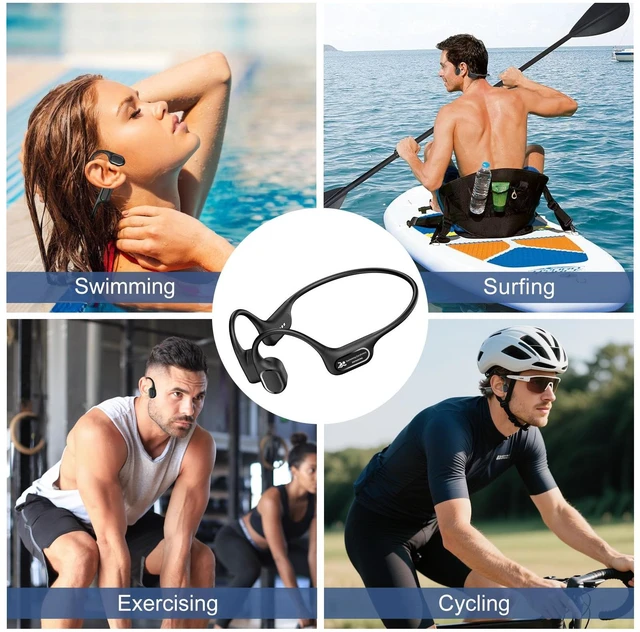 Alt view image 7 of 7 - IP68 Waterproof Swimming Headphones, Bone Conduction Bluetooth 6.0 Headphones, Built-in 32GB MP3 Player, Soft Lightweight Open-Ear Design for Swimming (Black