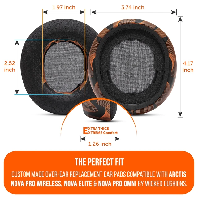 Alt view image 5 of 7 - Mod Kit V2 Nova Pro Wireless, Pro Omni & Elite - Gel Earpads & Headband Made by Wicked Cushions Side Plates also included. Fits Arctis Nova Pro Wireless, Elite & Pro Omni Kinetic Wave