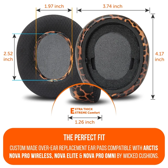 Alt view image 5 of 7 - Mod Kit V2 Nova Pro Wireless, Pro Omni & Elite - Gel Earpads & Headband Made by Wicked Cushions Side Plates also included. Fits Arctis Nova Pro Wireless, Elite & Pro Omni Leopard