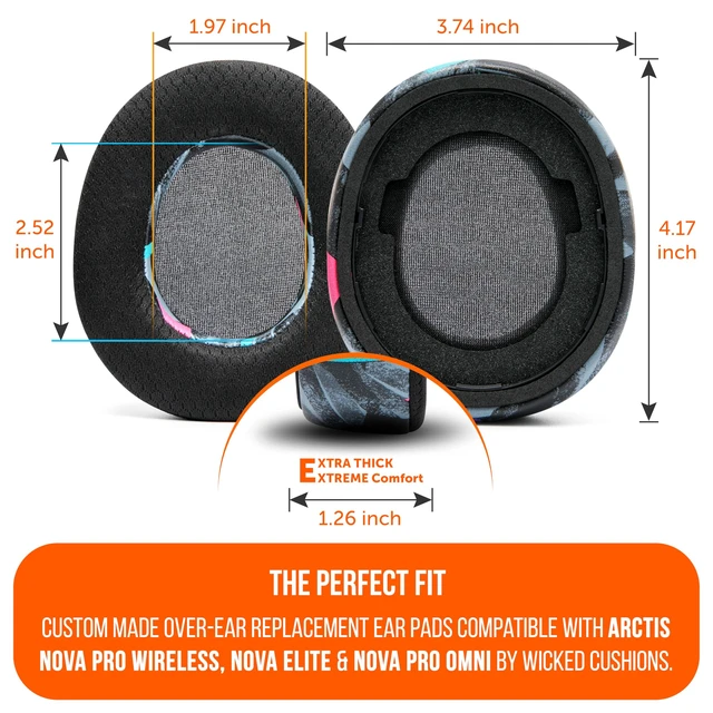 Alt view image 5 of 7 - Mod Kit V2 Nova Pro Wireless, Pro Omni & Elite - Gel Earpads & Headband Made by Wicked Cushions Side Plates also included. Fits Arctis Nova Pro Wireless, Elite & Pro Omni 90's Black