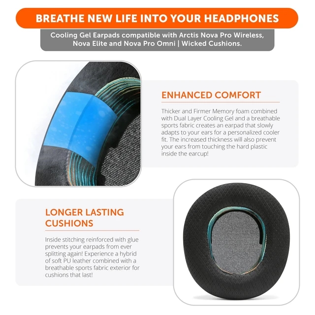 Alt view image 4 of 7 - Mod Kit V2 Nova Pro Wireless, Pro Omni & Elite - Gel Earpads & Headband Made by Wicked Cushions Side Plates also included. Fits Arctis Nova Pro Wireless, Elite & Pro Omni The Simulation