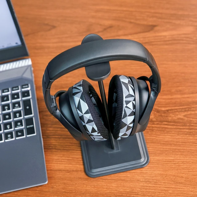 Alt view image 3 of 7 - Freeze QC35 - Cooling Gel Ear Pads for Bose QuietComfort 35 & 35ii Made by Wicked Cushions Breathable Sports Fabric, Extra Thick & Cooler for Longer Geo Grey