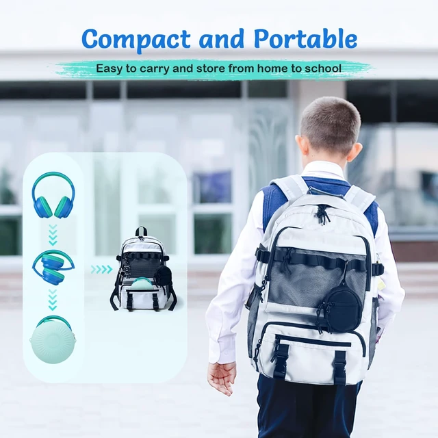 Alt view image 5 of 7 - Kids Bluetooth Headphones with ANC for School Travel Gift Wireless Over-Ear Headphones for Boys Girls, Foldable, Adjustable, Safe Volume, 40H Playtime, Mic for School Travel