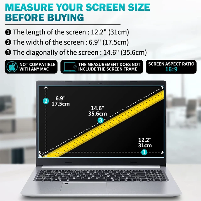 Alt view image 2 of 7 - 2-Pack 14 inch Anti Blue Light Laptop Screen Protector, Anti Glare & Anti Scratch Screen Filter Compatible with 14" HP/ASUS/Dell/Lenovo/Acer/jumper/Toshiba with 16:9 Aspect Ratio