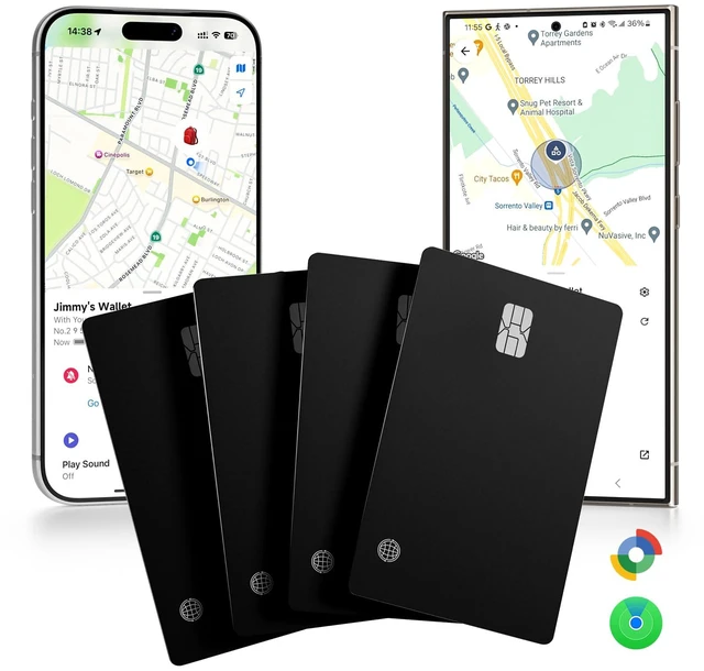 Main image of eirix 4 Pack Wallet Tracker Card (iOS and Android) Ultra Slim 0.07in P68 Waterproof Rechargeable Work with Apple Find My & Google Find Hub, Item Locator for Card Holder,Passports,Money Clips