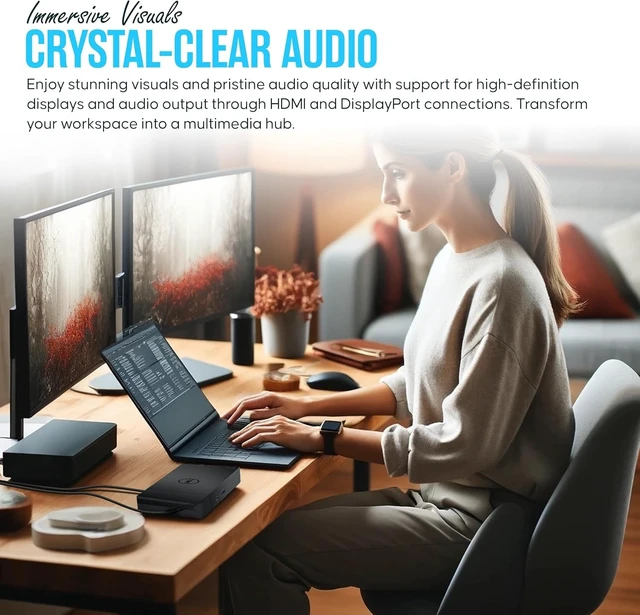 Alt view image 6 of 6 - WD19S Dell USB-C Docking Station, Dual Monitor, 130W Supply, HDMI Features mini-DisplayPort, 2x USB-C & 3x USB-A 3.0 for full expansion