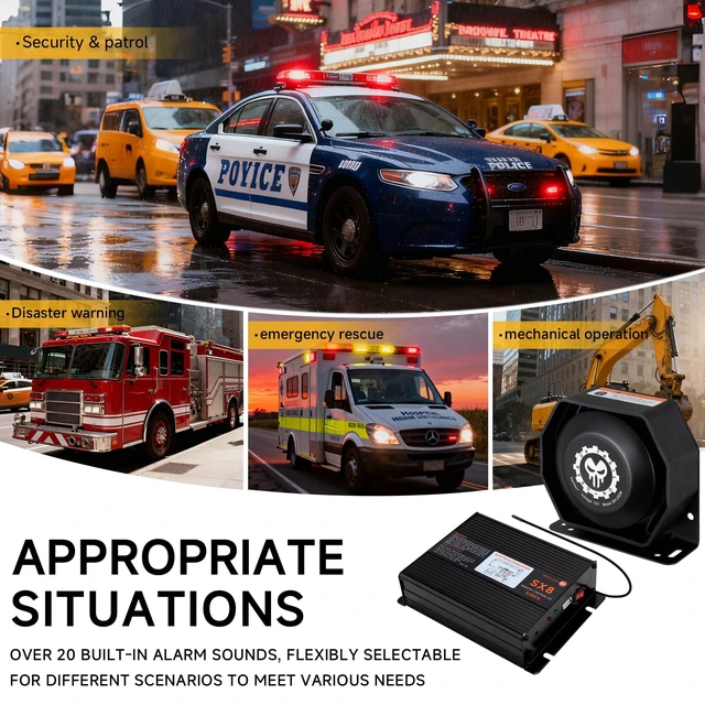 Alt view image 3 of 7 - Police Siren for Truck Car 12V PA System Kit Remote Control Wireless Wireless Remote Control, Aluminum Alloy Main Unit, 21 Sound Modes for All Scenarios, 150dB, Waterproof Design, Universal 12V