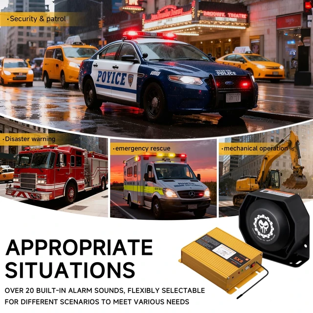 Alt view image 3 of 7 - Police Siren for Car Truck 12V Remote Control PA System Kit Wireless Wireless Remote Control, Aluminum Alloy Main Unit, 21 Sound Modes for All Scenarios, 150dB, Waterproof Design, Universal 12V