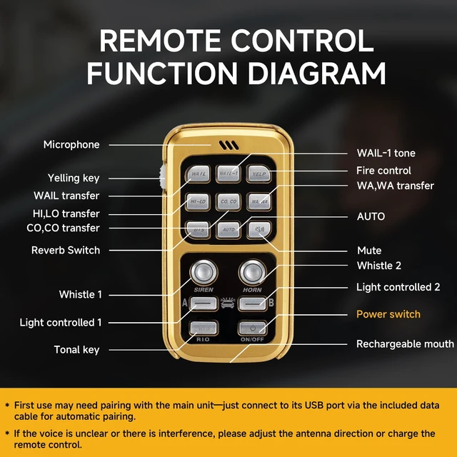 Alt view image 4 of 7 - Police Siren for Car Truck 12V Remote Control PA System Kit Wireless Wireless Remote Control, Aluminum Alloy Main Unit, 21 Sound Modes for All Scenarios, 150dB, Waterproof Design, Universal 12V