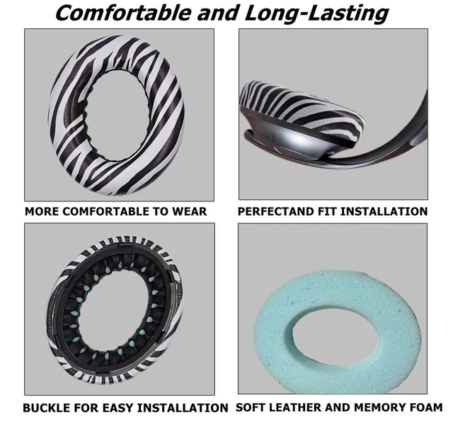 Alt view image 3 of 6 - Replacement Ear Pads Cushions, Earpads Cover for Bose 700 Noise Cancelling NC700 Over Ear Headphones (Zebra Print)