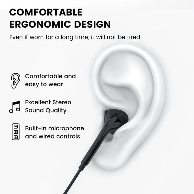 Alt view image 4 of 6 - Wired Earbuds with Microphone, 3.5mm Jack in Ear Headphones with Microphone Suitable for Smartphones, Computers, Laptops, IPads, MP3 Players, Etc