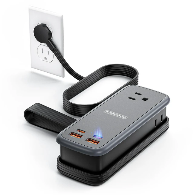 Main image of 100W GAN Ultra Travel Power Strip, 7-in-1 USB C Charging Station with 3 Outlets 4 USB (2 Fast Charge)& 5FT Extension Cord, Compact Desktop Charger for MacBook, iPhone, Cruise, Office, Black