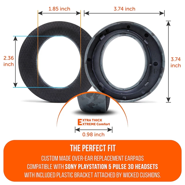 Alt view image 5 of 7 - Freeze Pulse 3D - Cooling Gel Earpads for Sony PS5 Pulse 3D Made by Wicked Cushions Thicker Cushion & Wider Opening Black Camo
