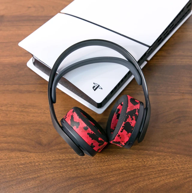 Alt view image 3 of 7 - Freeze Pulse 3D - Cooling Gel Earpads for Sony PS5 Pulse 3D Made by Wicked Cushions Thicker Cushion & Wider Opening Red Camo