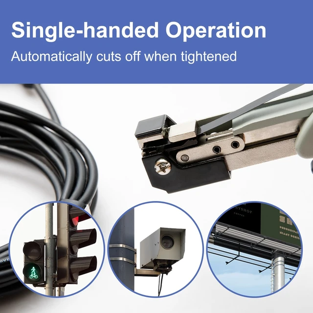 Alt view image 2 of 7 - Metal Zip Tie Cutter, Adjustable Tightening Force Stainless Steel Automatic Cable Tie Cutter Tightening Tool for Stainless Steel Tie Wrap with Free Zip Tie Release Tool, One-handed Mode