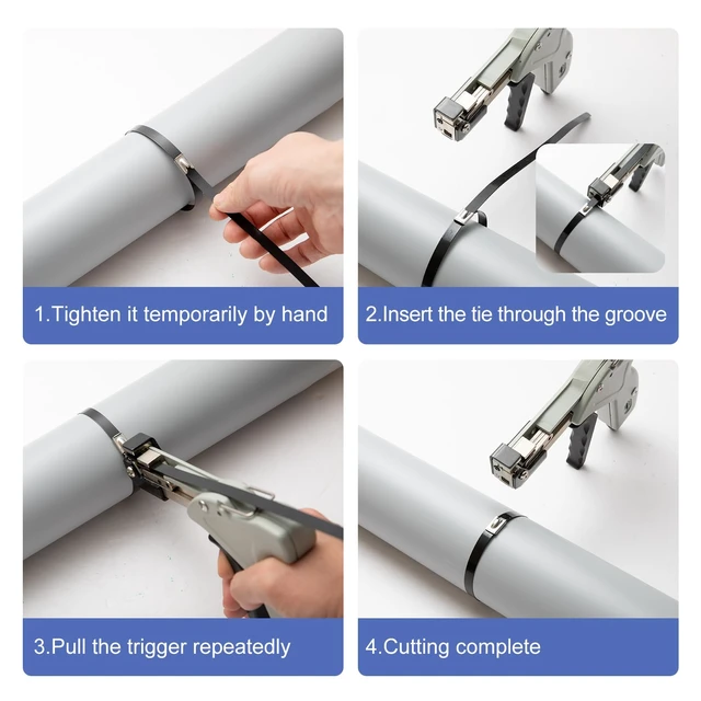 Alt view image 5 of 7 - Metal Zip Tie Cutter, Adjustable Tightening Force Stainless Steel Automatic Cable Tie Cutter Tightening Tool for Stainless Steel Tie Wrap with Free Zip Tie Release Tool, One-handed Mode