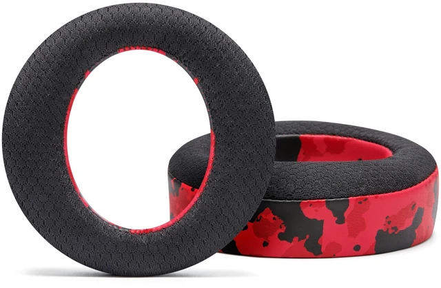 Alt view image 6 of 7 - Freeze Pulse 3D - Cooling Gel Earpads for Sony PS5 Pulse 3D Made by Wicked Cushions Thicker Cushion & Wider Opening Red Camo