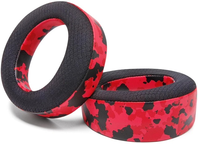 Alt view image 7 of 7 - Freeze Pulse 3D - Cooling Gel Earpads for Sony PS5 Pulse 3D Made by Wicked Cushions Thicker Cushion & Wider Opening Red Camo