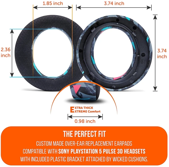 Alt view image 5 of 7 - Freeze Pulse 3D - Cooling Gel Earpads for Sony PS5 Pulse 3D Made by Wicked Cushions Thicker Cushion & Wider Opening 90's Black