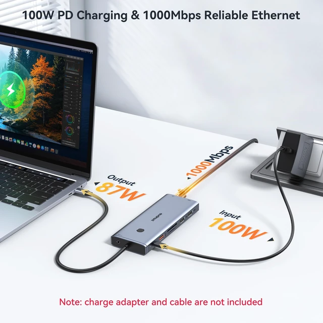 Alt view image 6 of 7 - USB C Docking Station Dual Monitor HDMI for Dell HP, Laptop Docking Station USB Type C Hub Multiport Adapter Dongle Thunderbolt 3 USB-C to 2 HDMI,Ethernet,VGA,4 USB,PD,SD/TF,Audio for Lenovo,Surface