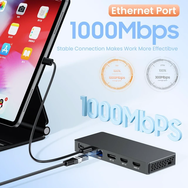 Alt view image 7 of 7 - New Dell Docking Station Triple Displays with Dual HDMI+DisplayPort with Power Adapter, 13 in 1 Dell Thunderbolt Dock for XPS, Inspiron, Latitude, Precision, Vostro,G/Alienware, etc