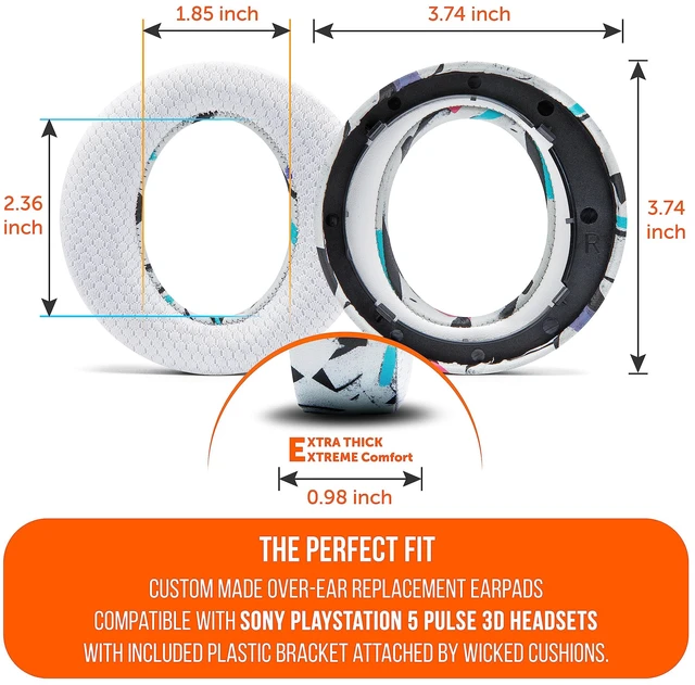 Alt view image 5 of 7 - Freeze Pulse 3D - Cooling Gel Earpads for Sony PS5 Pulse 3D Made by Wicked Cushions Thicker Cushion & Wider Opening 90's White