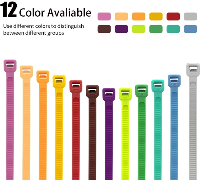 Alt view image 2 of 7 - 1200 PCS Colored Garden Zip Ties 8 inch, 50 lbs Strength, Multicolor Self-Locking Nylon Zip Ties for Marking Chickens Legs or Deco Mesh Wreath Supplies