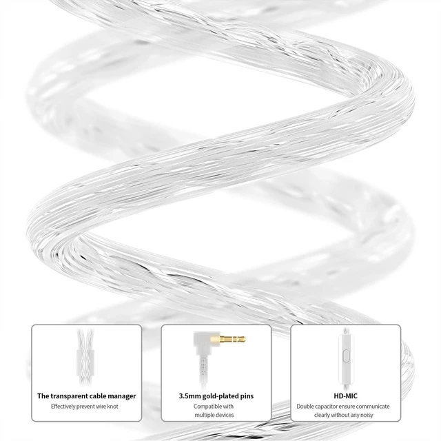 Alt view image 7 of 7 - CRA+ in Ear Monitor Earphone, Patented Ultra-Thin Diaphragm Dynamic Driver IEM, Clear Sound & Deep Bass, Wired Earbuds with Tangle-Free Removable Cord