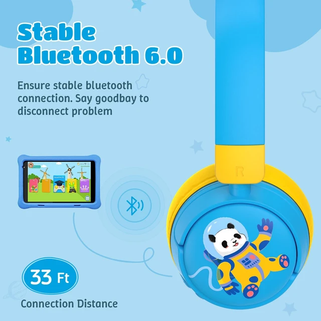 Alt view image 5 of 7 - Kids Headphones Bluetooth for Boys, Toddler Headphones Wireless for School 85/95dB Volume Limited, 50H Playtime, Bluetooth 6.0, Built in Mic, Fast Charging for Tablet, iPad, Cellphone