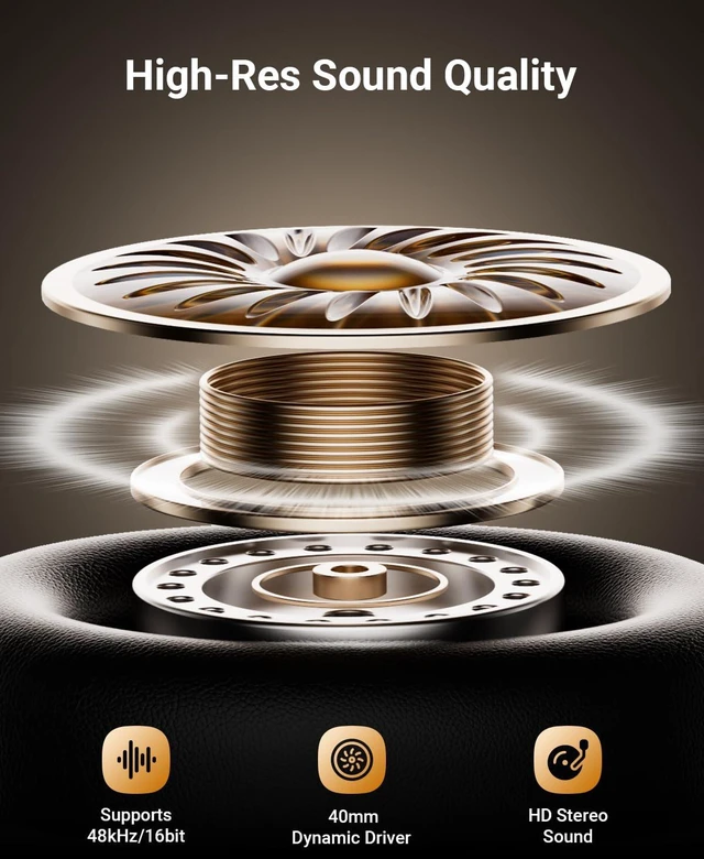 Alt view image 2 of 7 - Hybrid Active Noise Cancelling Headphones, Wireless ANC Bluetooth 5.4 Over Ear Headphones, Clear Calls, Deep Bass, 60H Playtime, Comfort Fit, Foldable Headset for Gym Travel Office Home Black