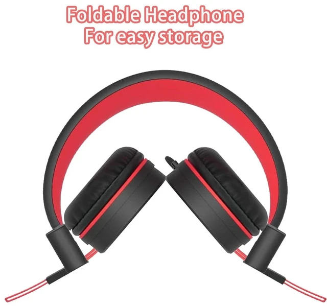Alt view image 5 of 7 - Kids Headphones with LED Lights, USB Type C Headphones for School 85/94dB Volume Limit, On Ear Headphones with Microphone, Wired Foldable, Stereo Sound, for iPad/Tablet/Travel/Gift, Black