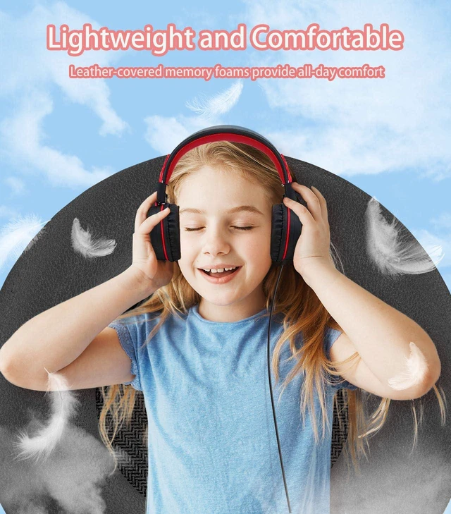 Alt view image 7 of 7 - Kids Headphones with LED Lights, USB Type C Headphones for School 85/94dB Volume Limit, On Ear Headphones with Microphone, Wired Foldable, Stereo Sound, for iPad/Tablet/Travel/Gift, Black