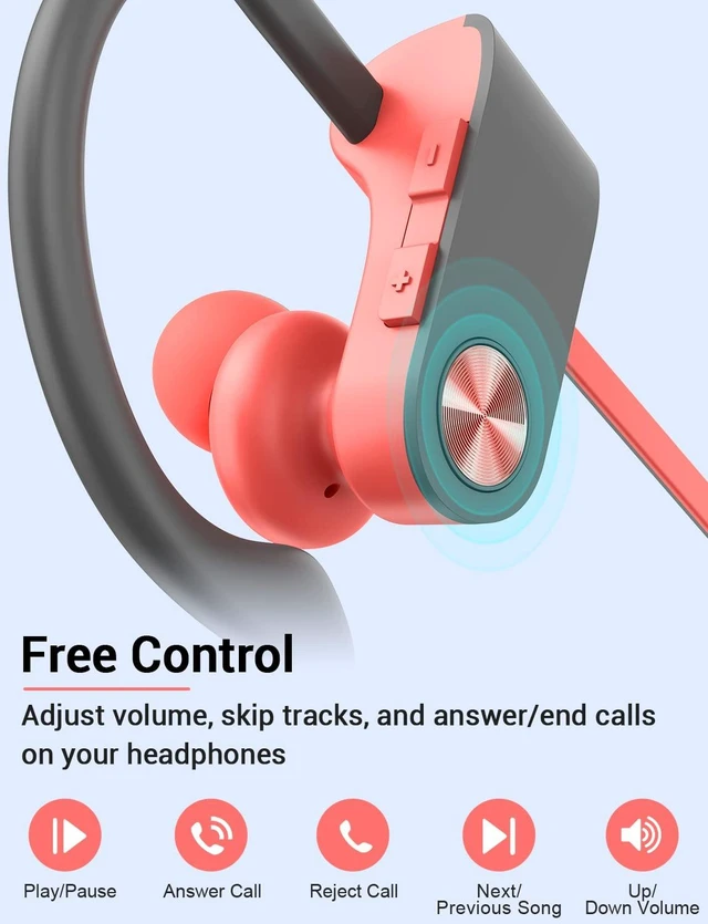 Alt view image 4 of 7 - Bluetooth 5.3 Headphones, Wireless Sports In-Ear Earbuds IPX7 Waterproof 16 Hours Playtime, Sweatproof Stereo Earphones with MIC, Noise Cancelling Headsets for Gym Running Workout, Clear Sound