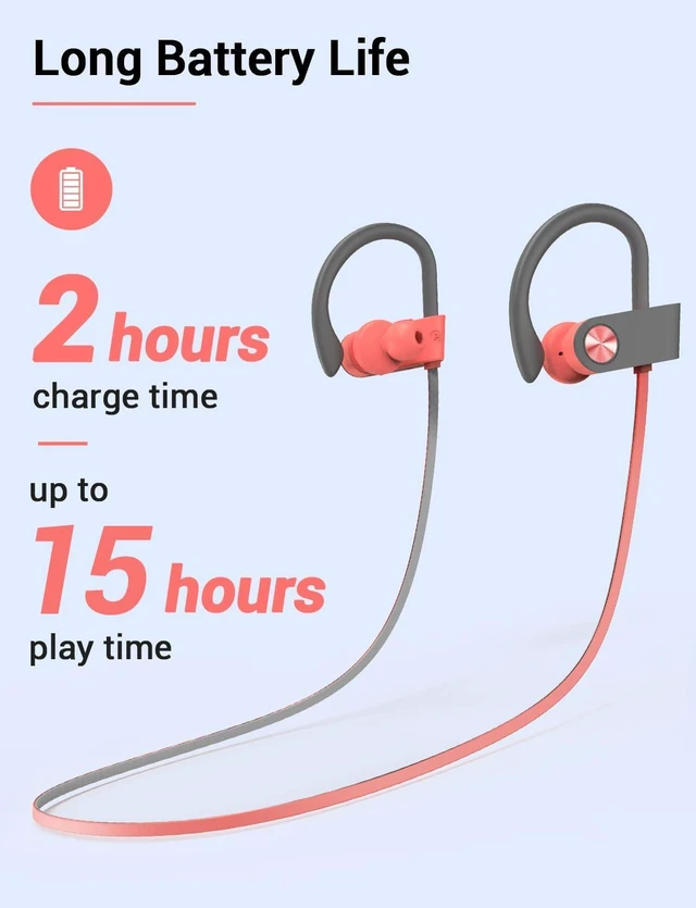 Alt view image 6 of 7 - Bluetooth 5.3 Headphones, Wireless Sports In-Ear Earbuds IPX7 Waterproof 16 Hours Playtime, Sweatproof Stereo Earphones with MIC, Noise Cancelling Headsets for Gym Running Workout, Clear Sound