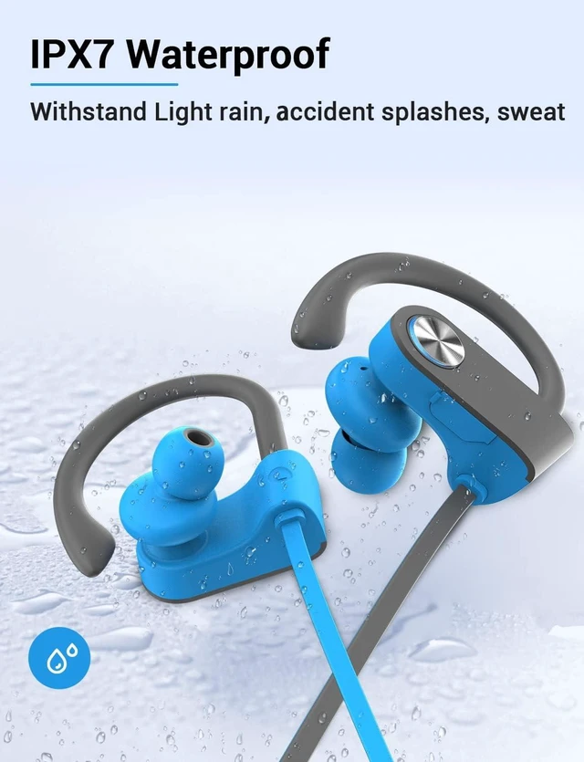 Alt view image 5 of 7 - Bluetooth 5.3 Headphones, Wireless Sports In-Ear Earbuds IPX7 Waterproof 16 Hours Playtime, Sweatproof Stereo Earphones with MIC, Noise Cancelling Headsets for Gym Running Workout, Clear Sound